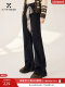 ໂສ້ງຍີນແບບ micro-flare ແຟຊັ່ນ Xiangying denim ສໍາລັບແມ່ຍິງ 2025 ລະດູຫນາວ 2025 ຮູບແບບໃຫມ່ທີ່ມີຜ້າພັນຄໍຜ້າໄຫມ retro ແອວສູງ trousers ກະທັດຮັດຊື່.