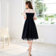 Xiangying fake dress two-pieces for women 2024 summer new style elastic high-waisted pear-shaped body niche slimming little black dress