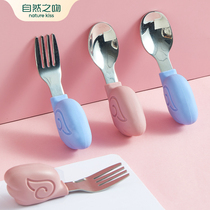 Little baby spoon learning to eat training 316 stainless steel short handle fork spoon baby child food supplement spoon 1-3 years old