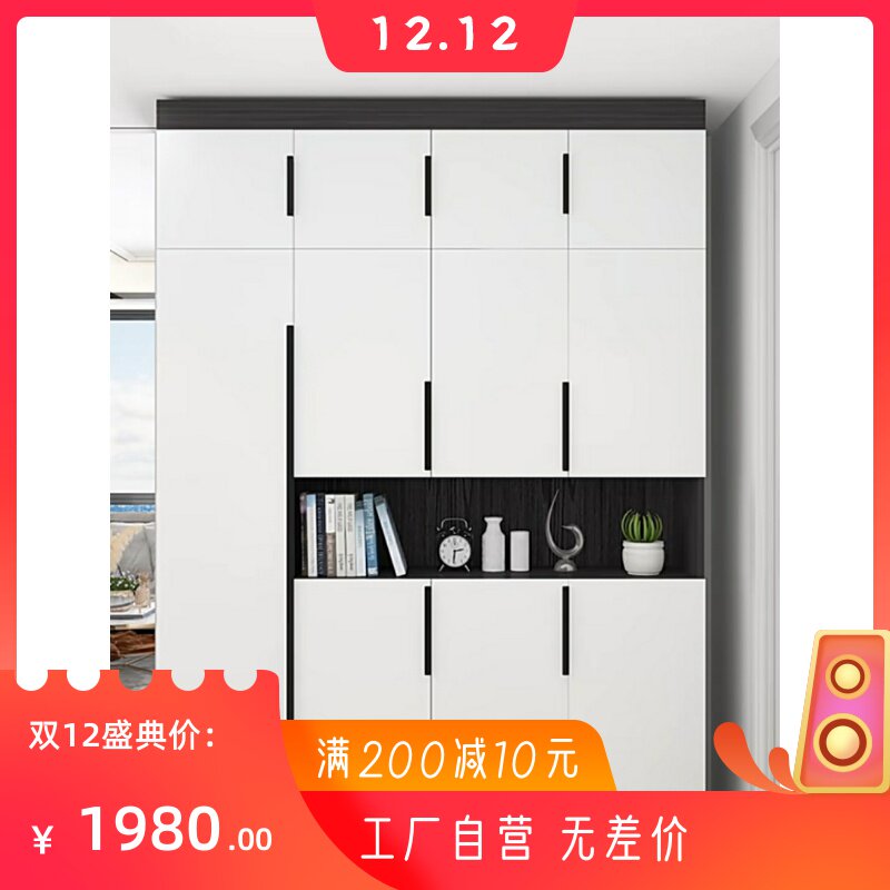 Shoe cabinet home door porch cabinet large capacity one wall all solid wood locker living room door cabinet customization