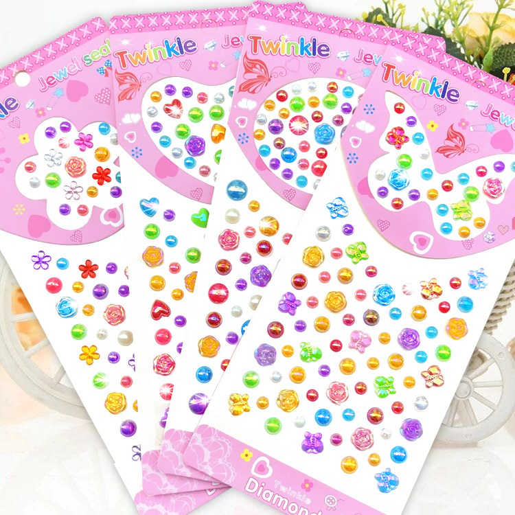 Children's diamond sticker stage performance makeup butterfly love crystal sticker painting three-dimensional gem kindergarten reward sticker
