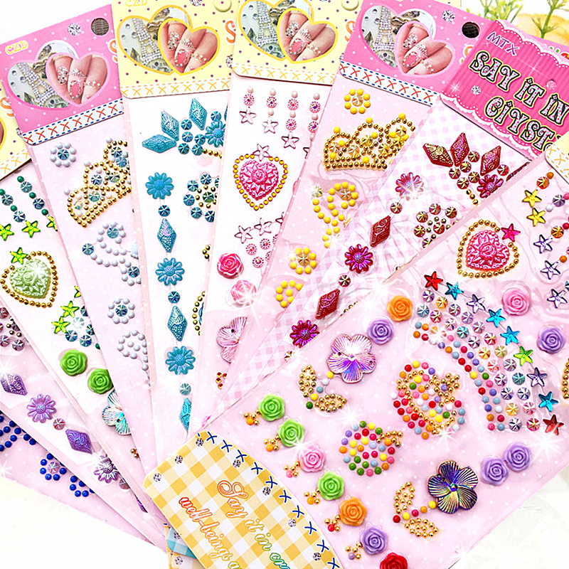 Children Stage Makeup Performance Stickers Solid Crystal Diamond Gem handmade Decorative Adhesive Painting Kindergarten Reward