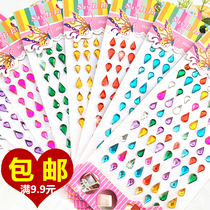 Sticker children make up dance water drop flower love round three-dimensional diamond crystal gem paste handmade decoration