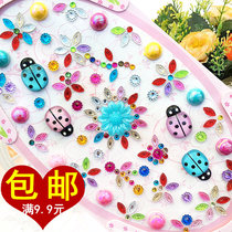 Childrens decorative stickers crystal ladybug three-dimensional butterfly rose stage performance makeup paste painting Diamond mobile phone worker
