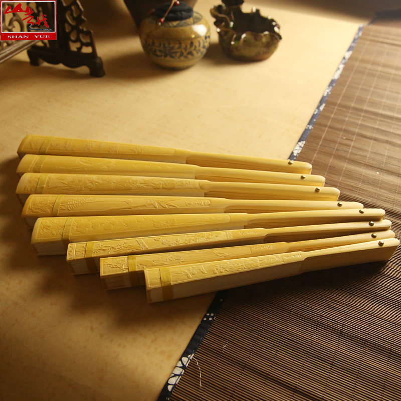 Shan Yue's new fan Chinese wind blank ancient wind propaganda paper fan set to make 7 inch 8 inch 9 inch white jade carving