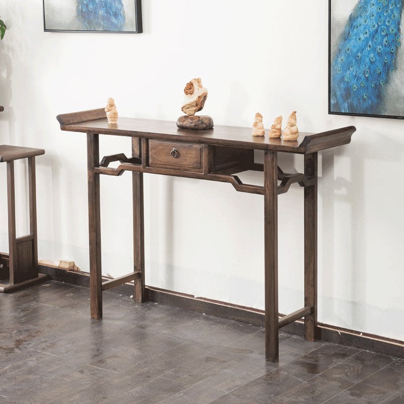 Yijia tribe solid wood new Chinese style entryway cabinet walnut furniture Chinese style table two-color optional