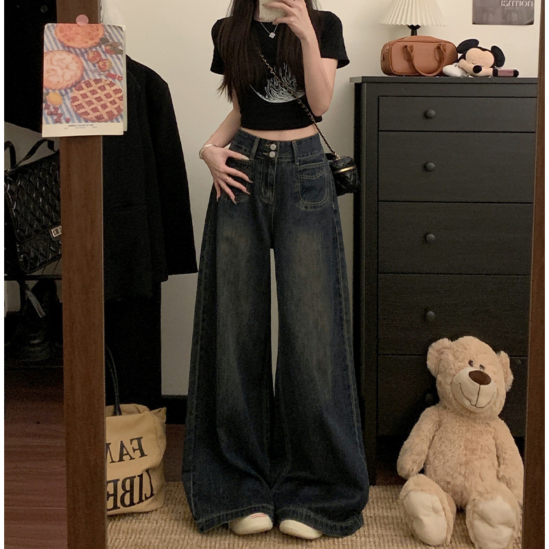 Wide-Leg Jeans for Women, 2025 Autumn and Winter New Style, Plus-Size Pear-Shaped Body, Loose Fit, Slimming, Large Size, Floor-Length Pants Wide-Leg Jeans for Women, 2025 Autumn and Winter New Style, Plus-Size Pear-Shaped Body, Loose Fit, Slimming, Large Size, Floor-Length Pants