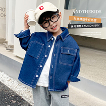 Boys jeans shirt spring and autumn air tide model childrens clothing 23 new childrens leisure coat spring shirt baby