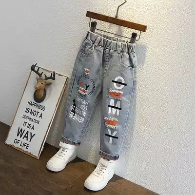 Children's clothing boys spring and autumn jeans 2021 new small children spring trousers children Foreign style Baby pants trend