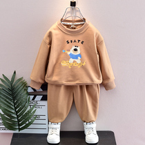 Han Edition Boy printed jacket 2023 new fashionable gas suit childrens clothing two pieces of handsome style