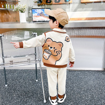 Childrens Baby Boys Clothes 2023 Spring and Autumn New Childrens Sports Clothes Two Pieces of Playboy Kids