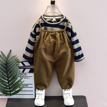 Boys strap pants suit 2023 new spring and autumn skull handsome two - piece sets for childrens baby leisure tide