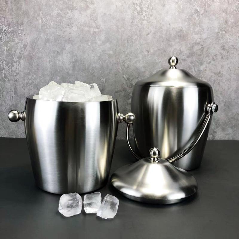 Beer ice cubes Stainless Steel Ice Wine Barrel Hand Double Red Wine Ice Town KTV Bar Sheng Rice Bucket Utensils Ice Bucket