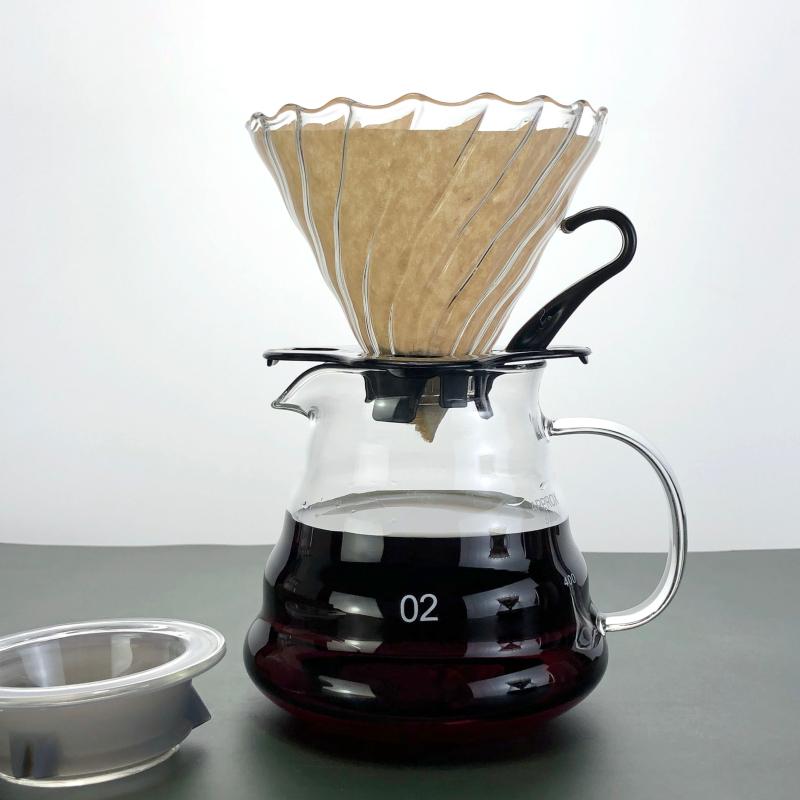 Heat Resistant Glass Coffee Filter Cup Handflush Cup Home Hand Flush Pot Suit V60 Drip American Coffee Maker Funnel