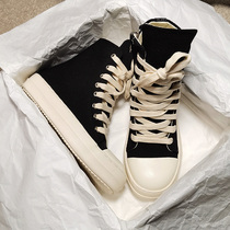 ro high help shoes female summer canvas thin section ins student black board shoes high state retro lovers single shoes 2021 Korean version