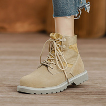 Brown short boot female Inron wind card its color Martin boots Women sweet and cool summer breathable genuine leather kick not rotten desert boots