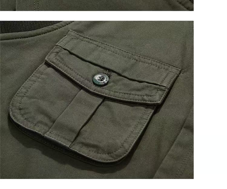 Mùa thu và mùa đông cha mặc vest nam áo khoác cotton trung niên khóa dày vest công cụ vest đa túi áo giả vest nam
