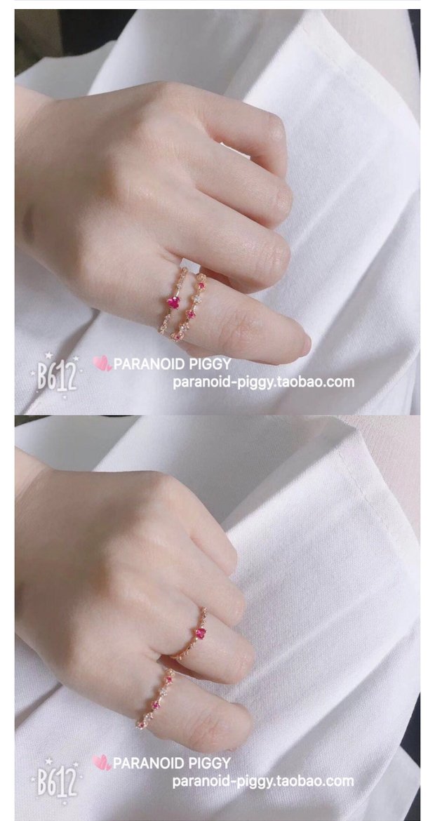 PARANOID-Lãng mạn tinh tế Hoa hồng vàng tình yêu nhập khẩu zircon cô gái nhẫn trái tim mở điều chỉnh mẫu nhẫn nam đẹp 2020