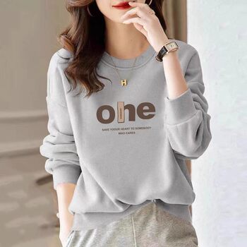 Shandong jimo authentic autumn and winter round neck sweater women's small loose lazy style velvet thickened pullover top