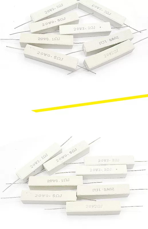 Điện trở xi măng 20W 1R/2/2.2/2.5/3/4/5/8/10/30/33/200 ohm Điện trở gốm 470 ohm biến trở than