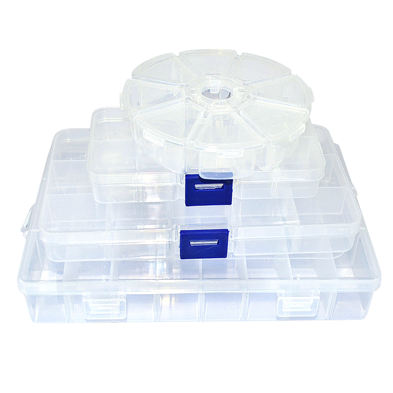 LUXIANZI Transparent Plastic Jewelry Storage Box Tool Compartment