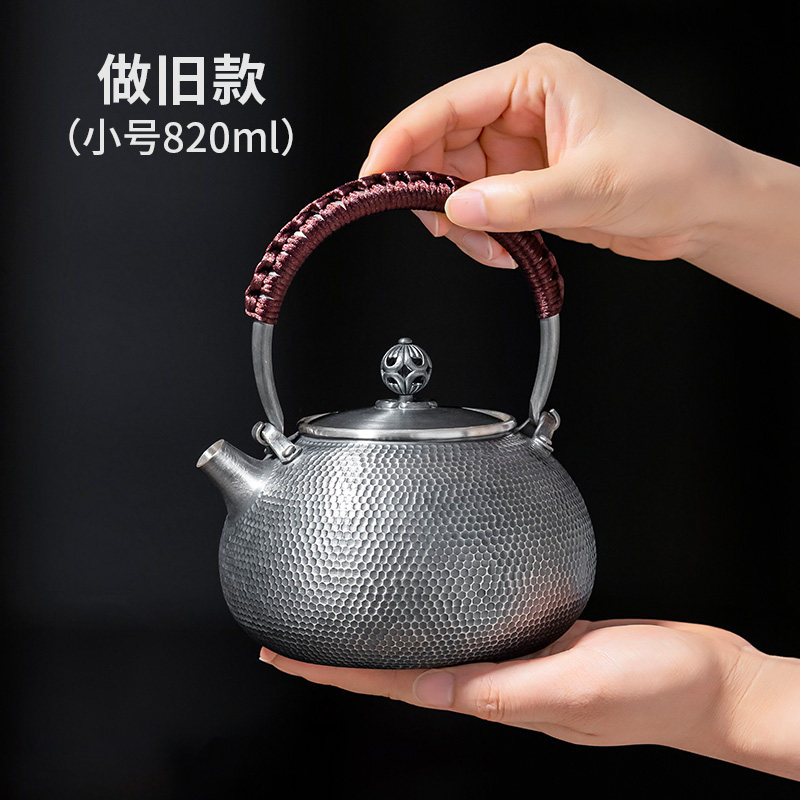 歸銀堂純銀手工燒水壺日本銀器泡茶茶具中式提樑防燙-Taobao-Tmall