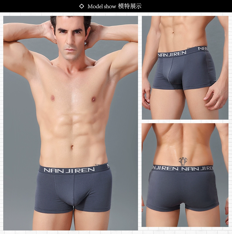 Nam Cực 5 Pack Lycra cotton boxer tóm tắt thanh niên eo giữa không có dấu vết U lồi thoáng khí nam bốn góc đồ lót cotton quần lót su đúc