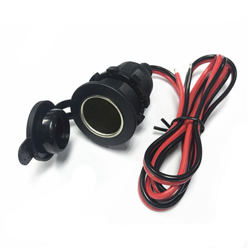 1 square 12-24V10A cigarette lighter female wire motorcycle car load charging socket waterproof cover car charging bus