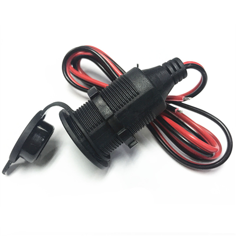 1 square 12-24V10A cigarette lighter female wire motorcycle car load charging socket waterproof cover car charging bus