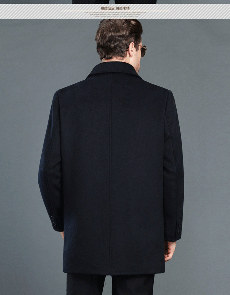 2018 áo khoác cashmere mới trung niên mùa thu và mùa đông ngắn phần len trung niên áo len nam kinh doanh bình thường ao khoac nam