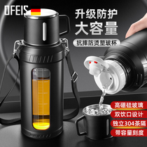Ofiss Glass Cup Large Capacity High Temperature Resistant Anti-Fall Men Super Large Tea Water Separation Tea Water Cup Travel Pot