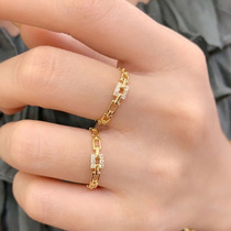 18K gold diamond ring minimalist chain ring gold ring 6 points True drill courting diamond ring diamond ring female ring