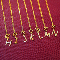 Necklace H Letters Pendant 18K Gold Natural Diamond M Lock Bone Chain Woman 26 English small crowdsourced design High level
