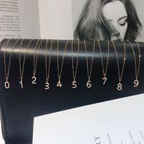 18K gold natural real diamond lucky number 0123456789 pendant necklace lock bone chain female rose gold AU750