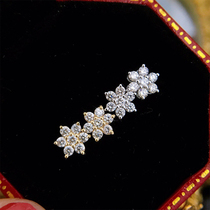 18K Platinum Gold Natural Diamond Snowflake Earrings Earrings Earrings Earrings 40 Real Drill Group Inlaid With Six Claws Little Freshener