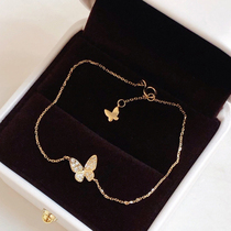18K gold natural diamond butterfly bracelet hand-decorated female group inlaid real diamond gold AU750k gold minimalist about fashion 100 lap