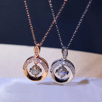 18k gold diamond ring necklace 18k gold rose gold pendant lock bone chain diamond o word chain the same round drilling neck chain