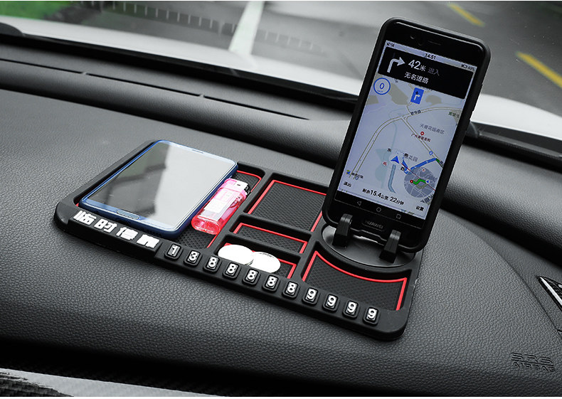 Car mobile phone bracket creative multi-function in-car instrument panel support navigation frame car universal anti-skid pad