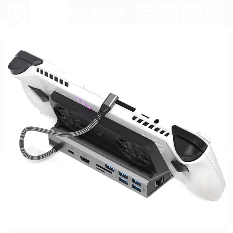 1-13 Models of Steam Deck Game Console Docking Station Base Fan Stand Handheld Console Compatible with Rog Switchhub