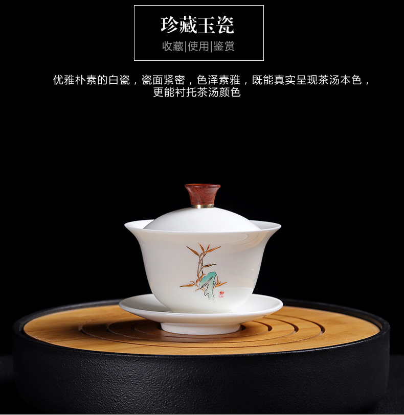 Friend is ceramic kung fu tea tureen three to cover cup tea bowl of tea in teapots dehua white porcelain white in China