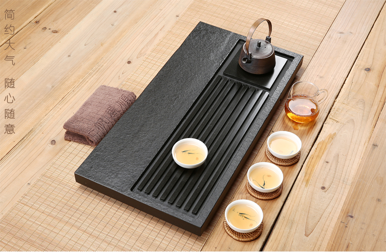 Friend is sharply stone tea tray was suit household kung fu of a complete set of purple sand tea pot cup tea table solid wood tea sea