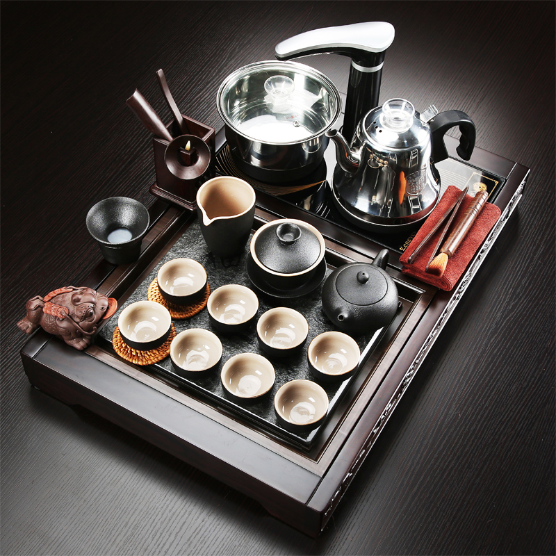 Tea Tea tray was home sitting room of a complete set of violet arenaceous kung fu Tea kettle ebony wood sharply stone Tea tray package