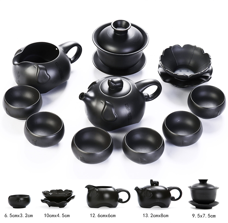 Tea set suits for domestic violet arenaceous kung fu Tea set of a complete set of contracted automatic ebony wood sharply stone Tea tray of Tea table