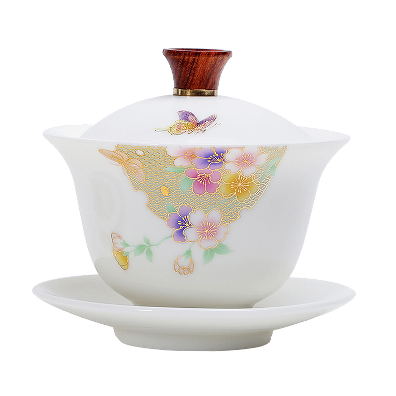 Friend is ceramic kung fu tea tureen three to cover cup tea bowl of tea in teapots dehua white porcelain white in China