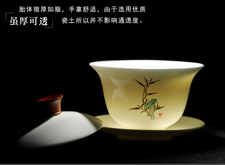 Friend is ceramic kung fu tea tureen three to cover cup tea bowl of tea in teapots dehua white porcelain white in China