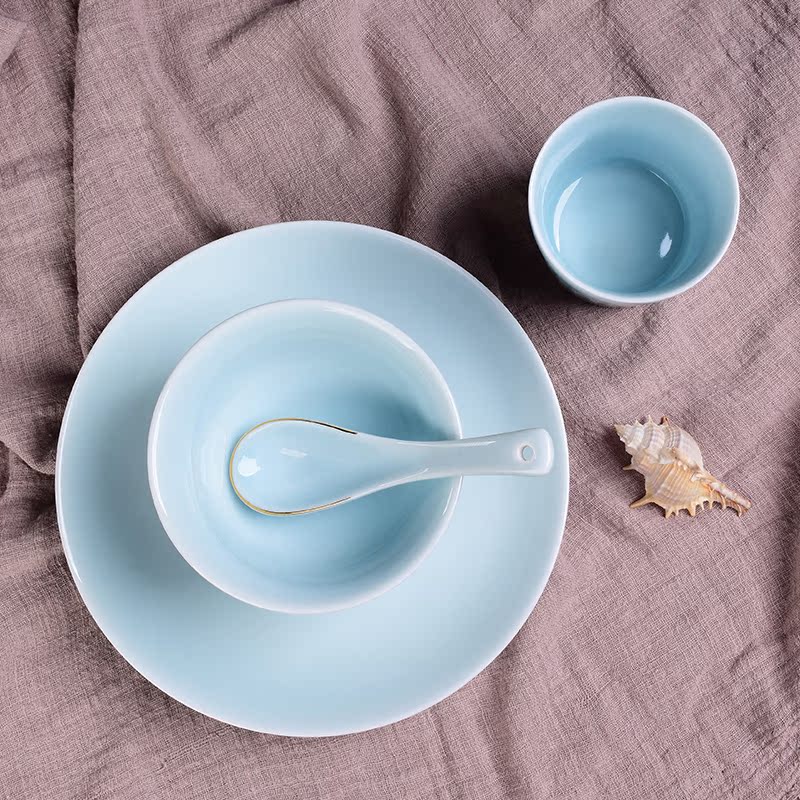 Friends are celadon combination suit dishes suit Japanese household ceramics tableware 0 glass plate the rice bowls