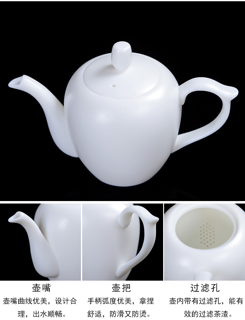 Friends commercial turn white porcelain tea pot of household ceramic tea set large manual suet white jade porcelain teapot China