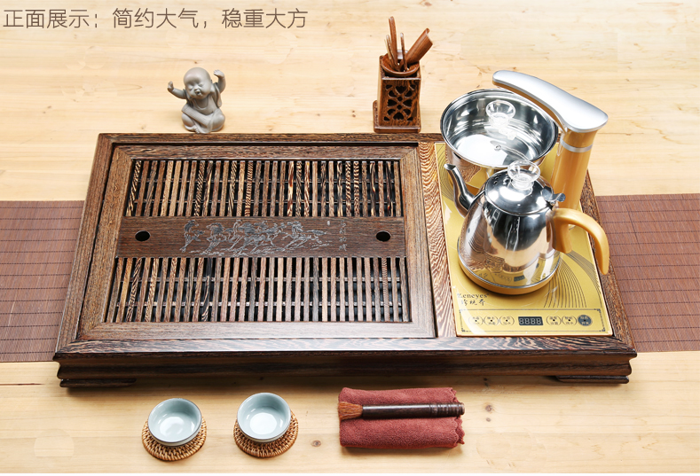 A friend is A complete set of chicken wings wood tea tray was kung fu tea tea set household ceramics elder brother your up solid wood tea tray of tea table