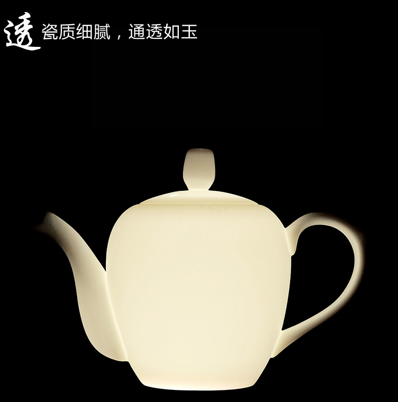 A complete set of ceramic kung fu tea set household dehua white porcelain suet jade porcelain tea set the teapot teacup GaiWanCha sea