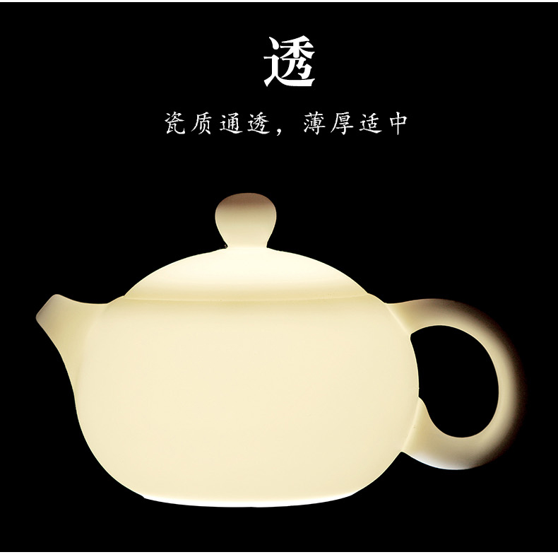 Friends commercial turn white porcelain tea pot of household ceramic tea set large manual suet white jade porcelain teapot China